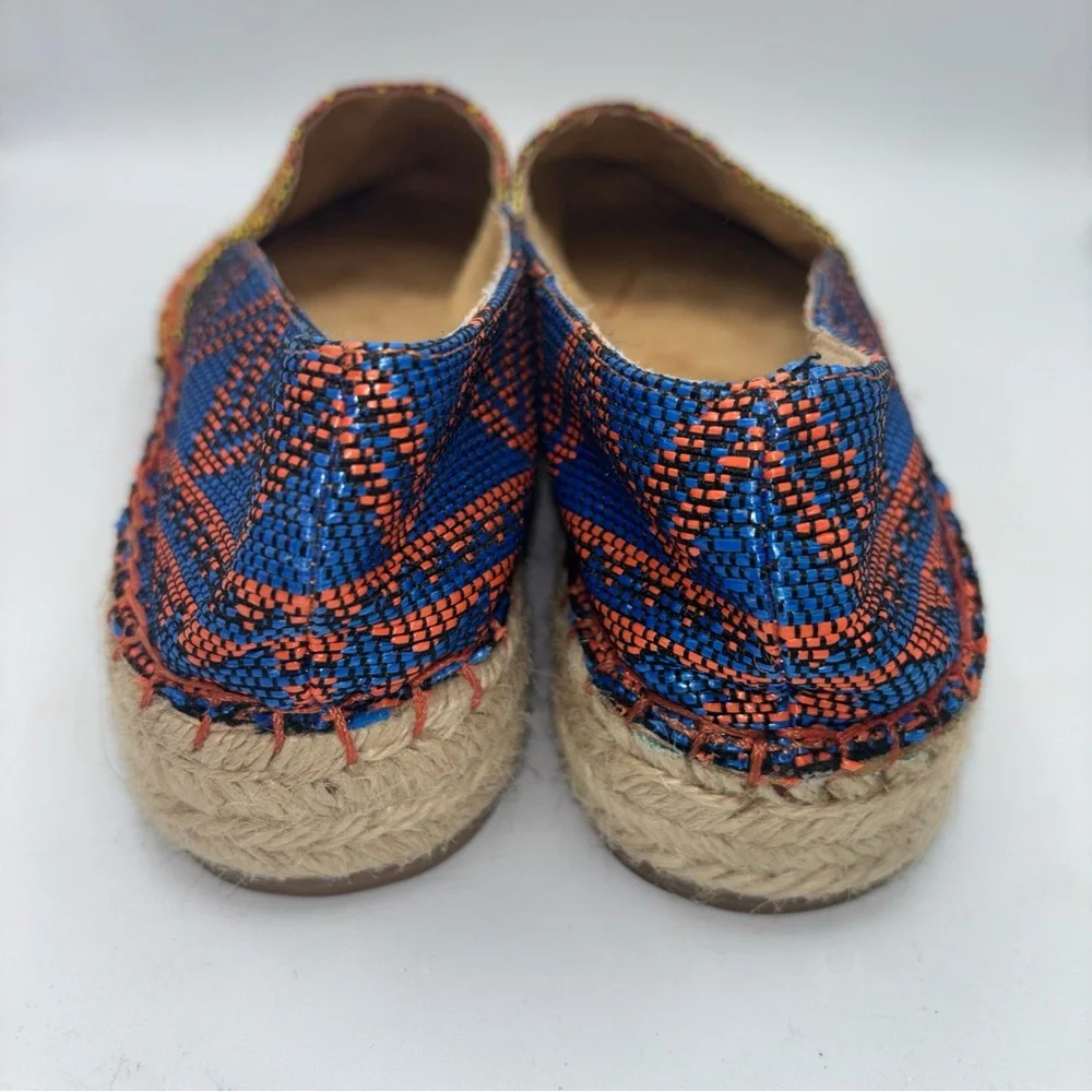 Soft Surroundings Nissa Espadrille Metallic Tribal Boho Wedge Slip On Flats
